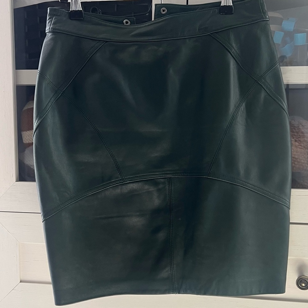 Alexander Wang Dark Green Leather Mini Skirt